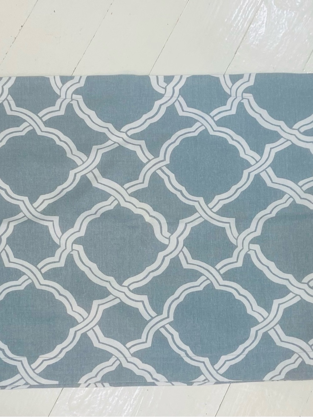 Pottery Barn Pair King Shams Kendra Trellis Green and Light Blue Cotton/Linen